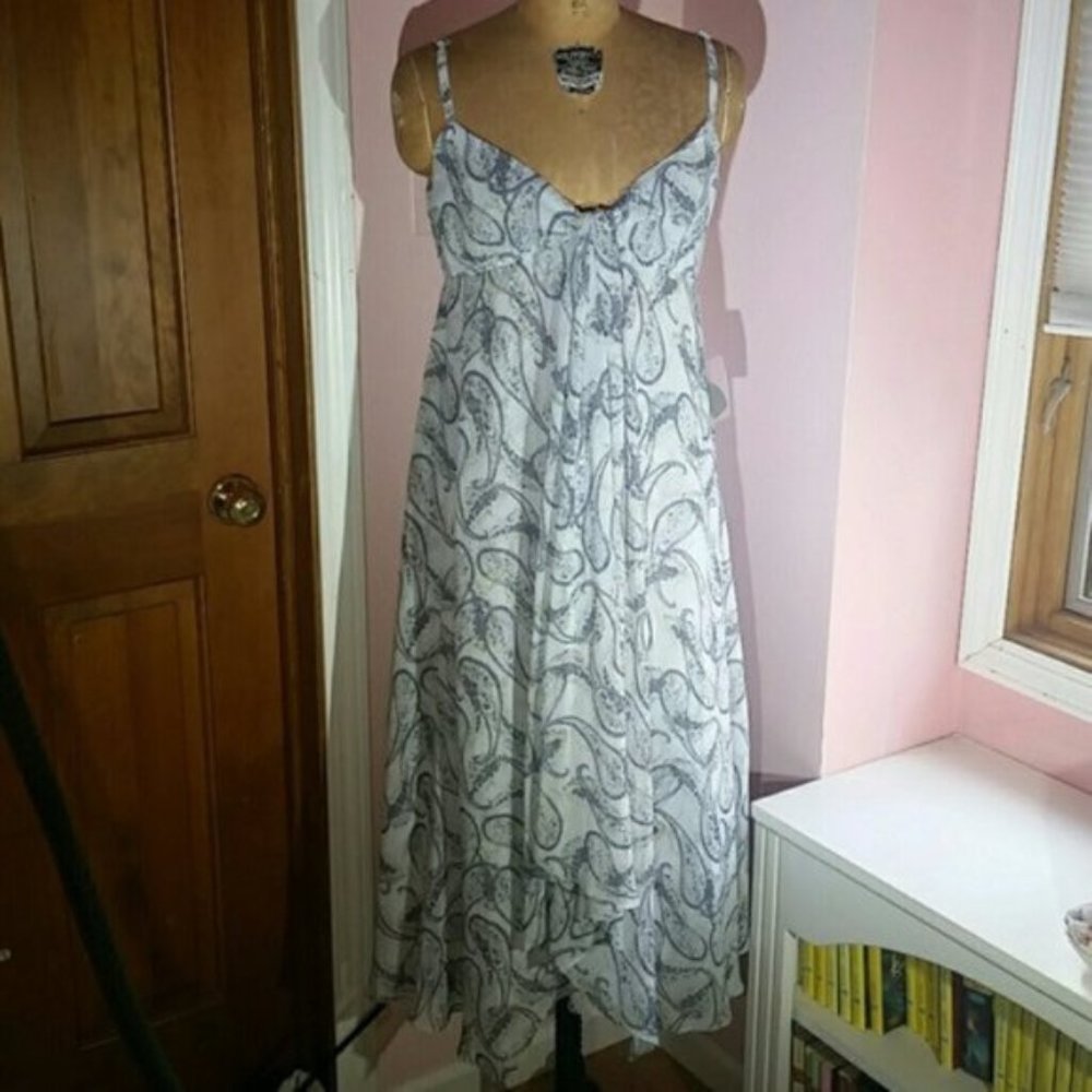 Forever 21 Blue Paisley Flowy Dress Spaghetti Strap Boho Medium Cottagecore